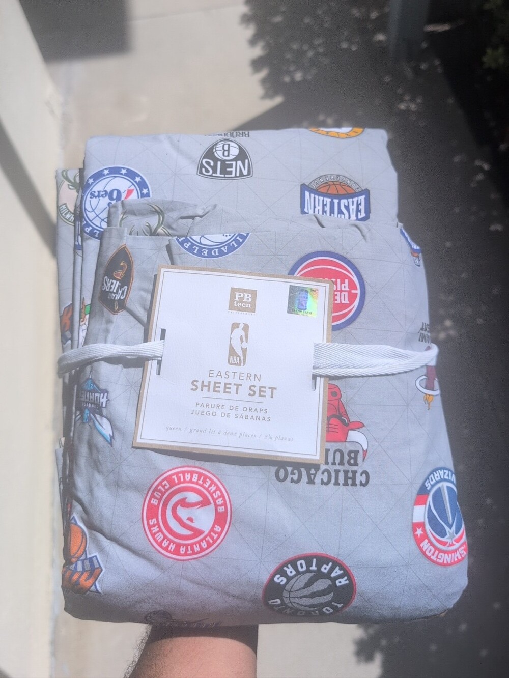 Pottery Barn Teen Gray NBA Eastern Conference Sheet Set with Team Logos-Queen